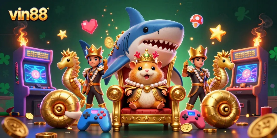 Experience the thrilling gaming adventure at vin88 with vibrant 3D characters and casino elements.