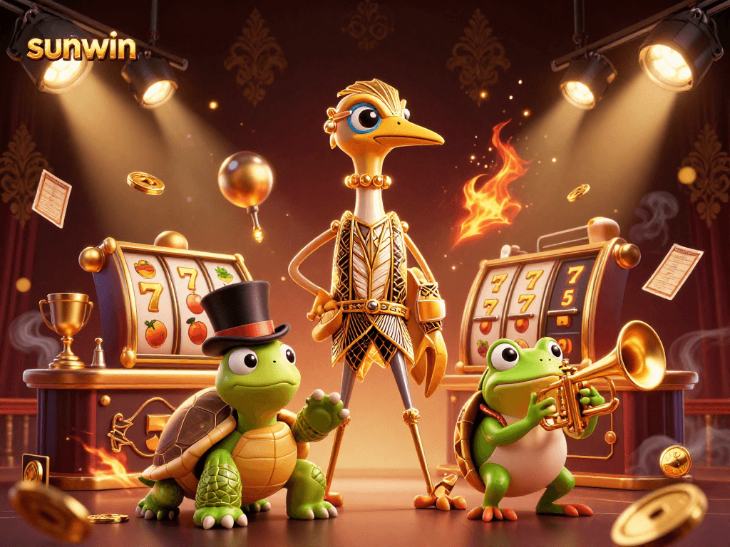 Experience excitement at sunwin with vibrant casino characters and dynamic slot game elements.