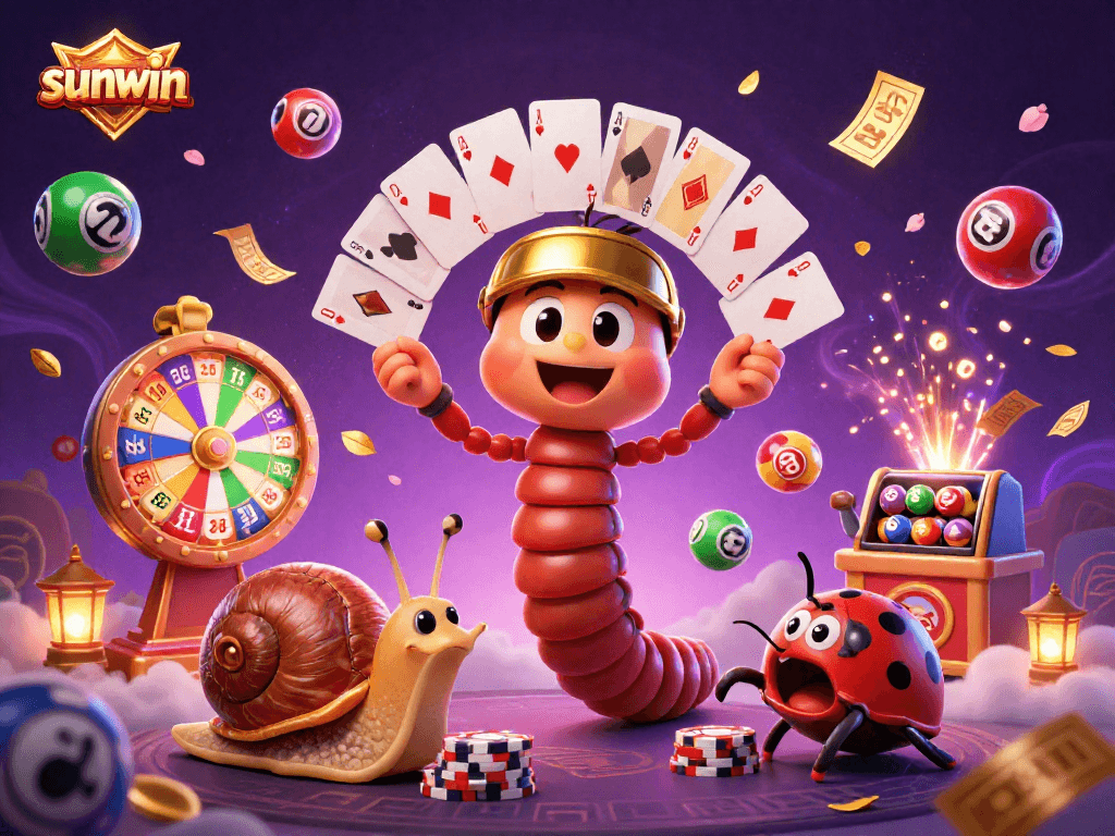 Experience the excitement of sunwin with a dynamic casino scene featuring a lively millipede dealer and high-rollers.