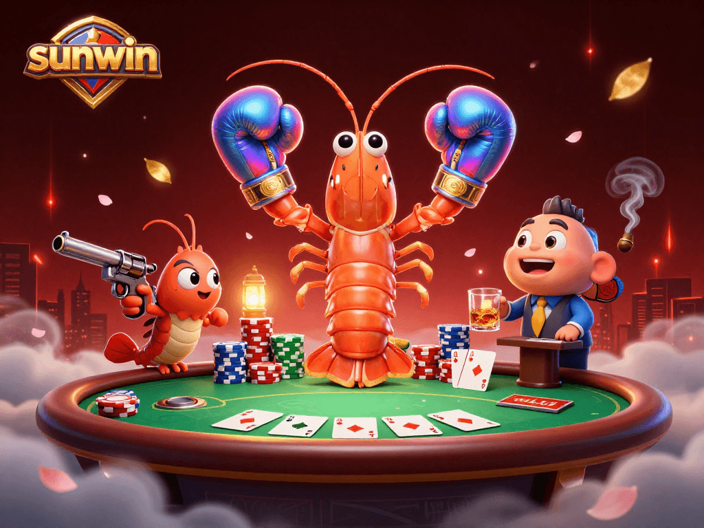 Experience the excitement of sunwin with a lively poker showdown featuring unique sea creatures.