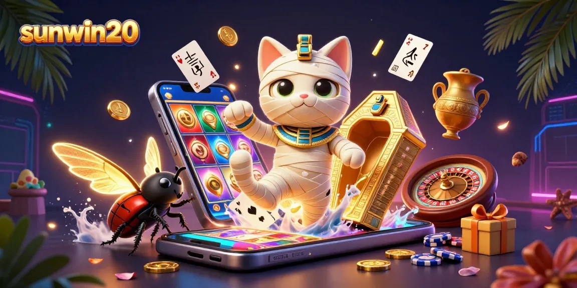 Experience the thrilling world of sunwin20 with our Egyptian mummy cat and golden treasures!