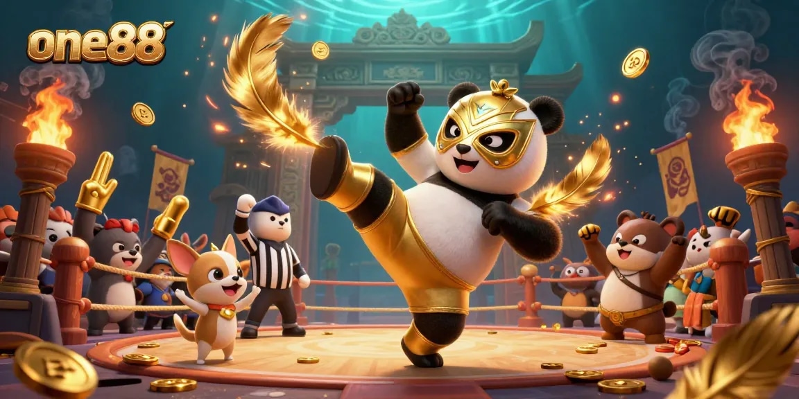 one88 excitement ignites in a vibrant wrestling scene with fans cheering and golden elements.