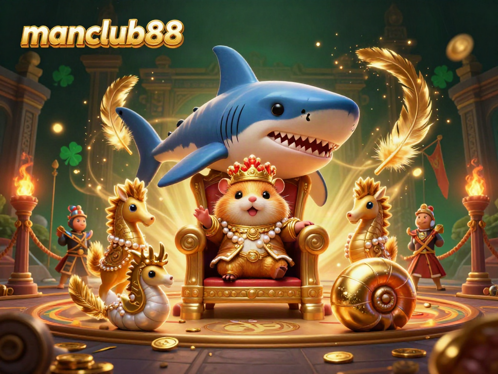 Join the adventure at manclub88 with the hamster king and his royal guards in this vibrant casino scene.