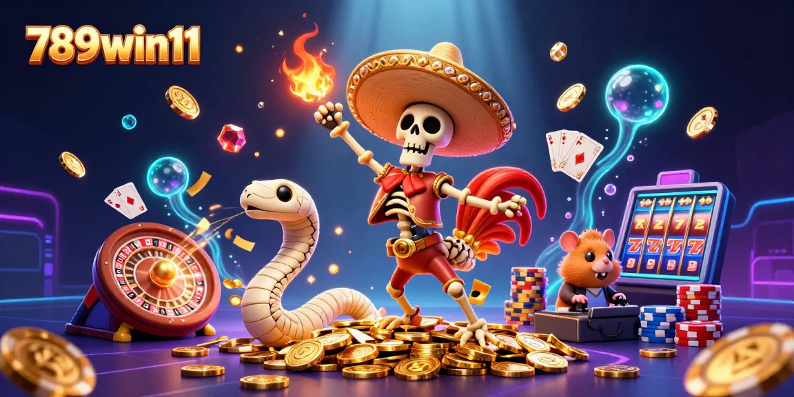 Play and win big with 789win11 at a vibrant casino scene featuring golden coins and exciting game elements.