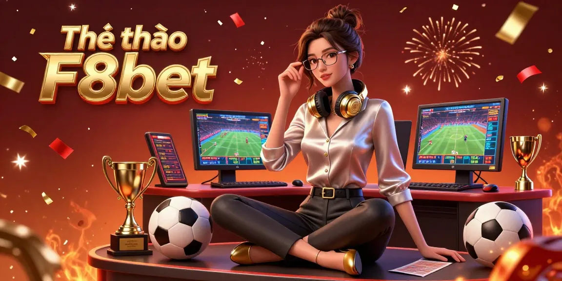 Engaging sports betting action at Thể thao F8bet, featuring a stylish gamer in a high-tech betting setup.