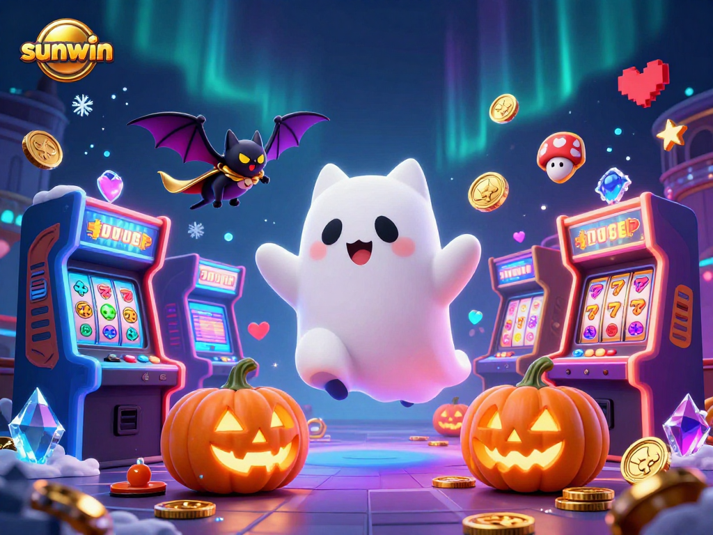 Experience thrilling gaming with sunwin as ghost cat and bat explore a haunted casino.