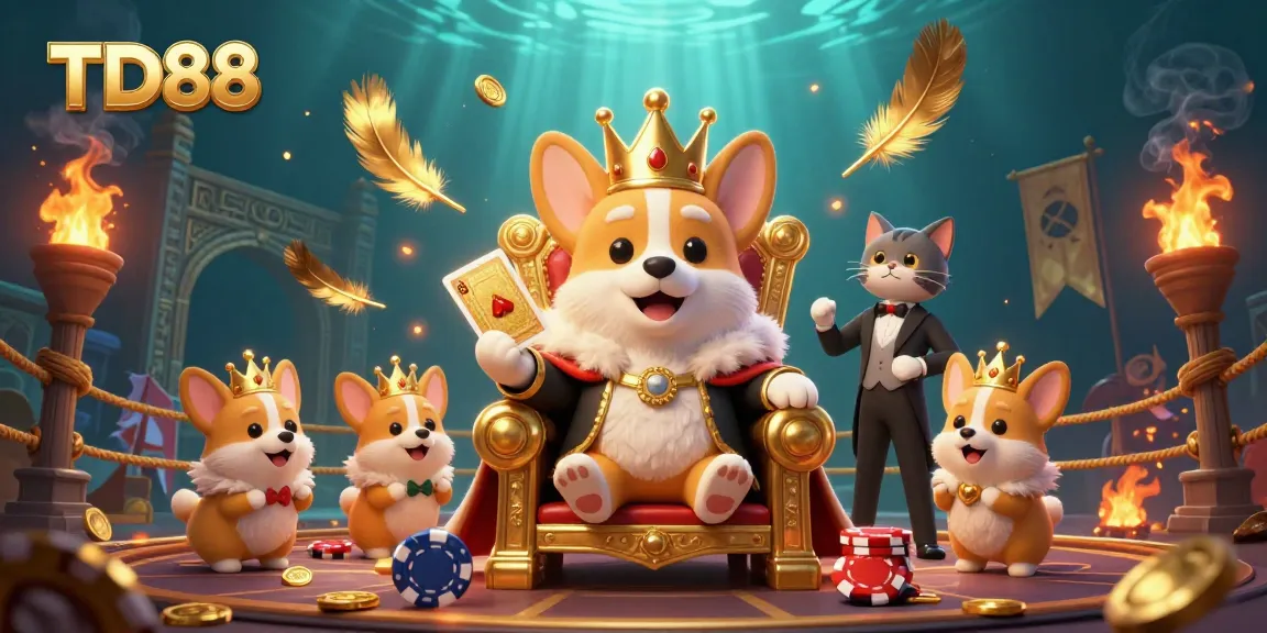Experience TD88's vibrant atmosphere in this detailed casino-themed illustration.