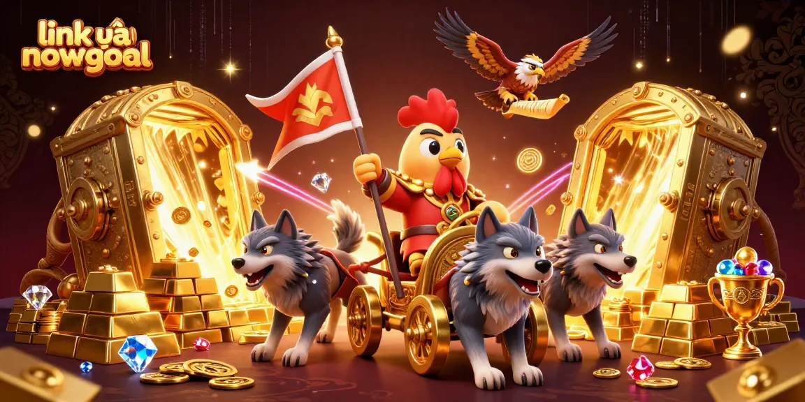 Engage in thrilling action with link vào nowgoal as a dynamic scene unfolds of a rooster warlord and golden treasures.