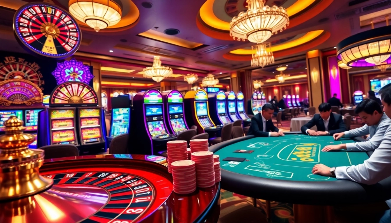 Experience the thrilling ambiance of 8KBET with poker chips and a roulette wheel.