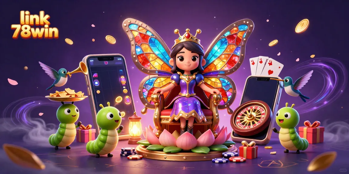 Engage with games at link 78win, featuring a vibrant casino scene with characters and gaming elements.