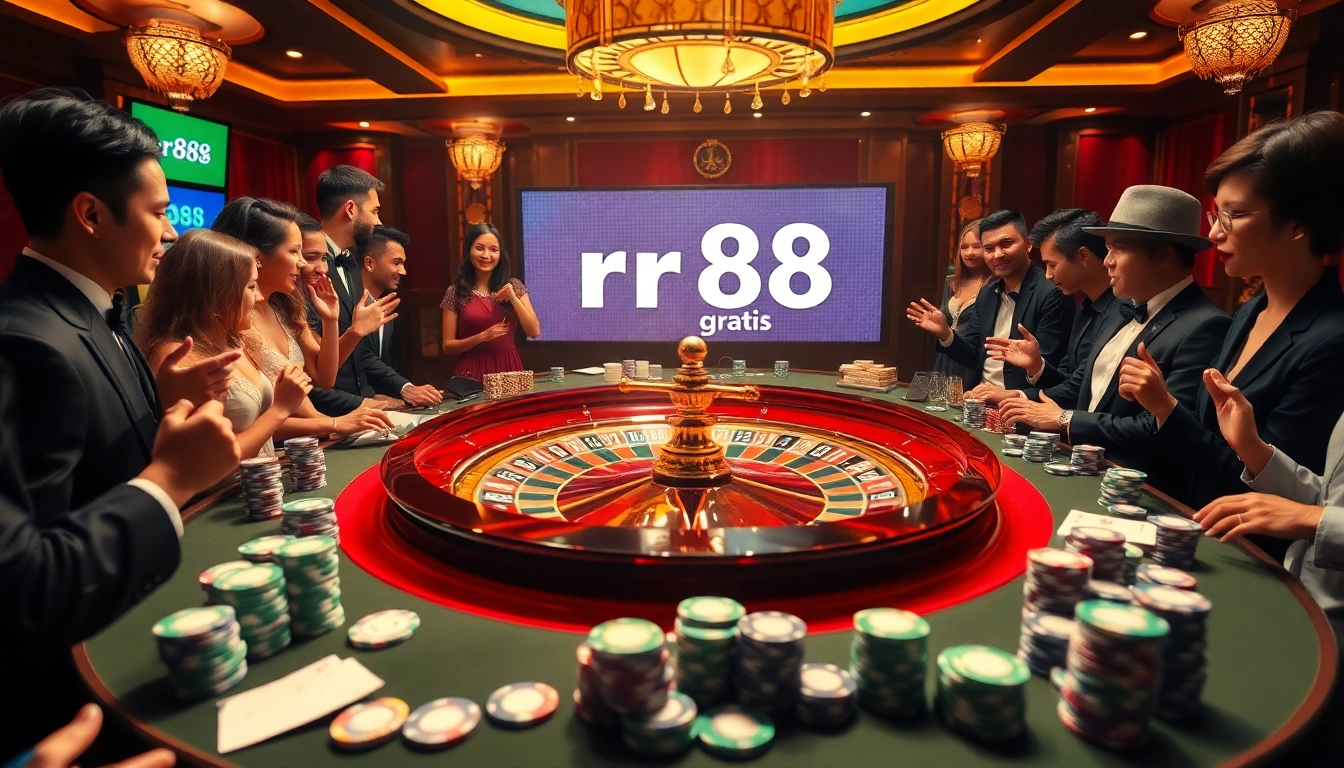 Engage in the excitement of rr88 gratis at a vibrant casino roulette table.