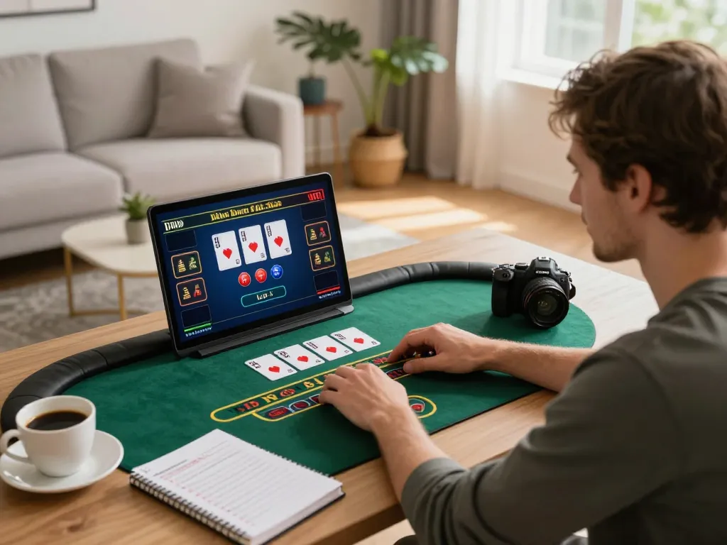 Player enjoying live dealer blackjack on mb66ac platform, showcasing gameplay and personal strategy notes