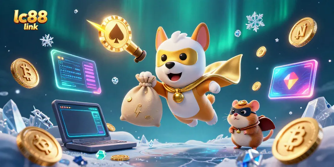 Experience the thrill of lc88 link with a superhero dog in a vibrant animated casino scene, capturing the essence of gaming excitement.
