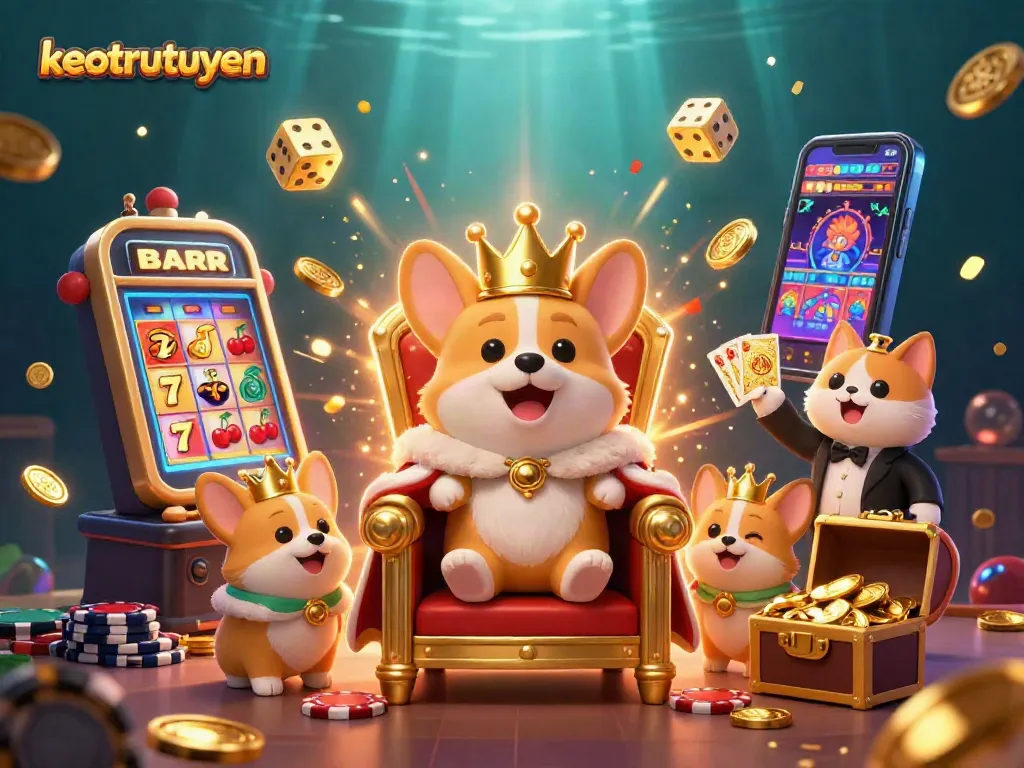 Experience excitement and winning strategies at keotructuyen with playful characters in a dynamic casino scene.