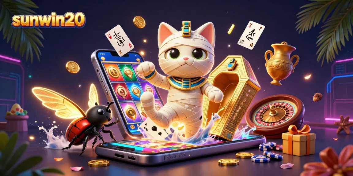 Experience the thrilling world of sunwin20 with our Egyptian mummy cat and golden treasures!