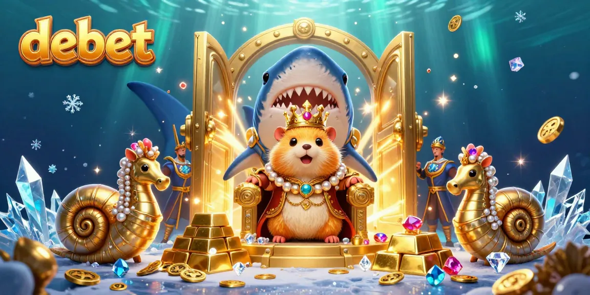 Engage with debet in a vibrant casino scene featuring a hamster king amidst treasures.