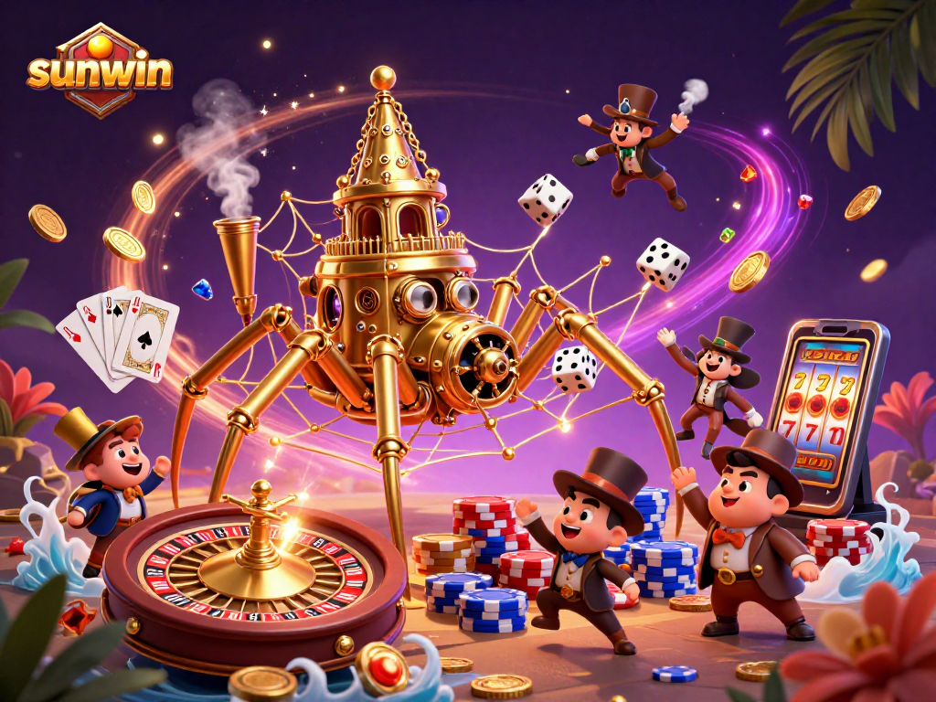 Engage with sunwin's steampunk casino adventure, featuring a golden spider and immersive gaming elements.