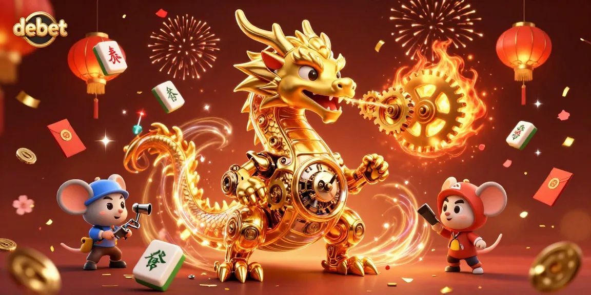 Experience debet's thrilling casino atmosphere with vibrant dragons and festive symbols.