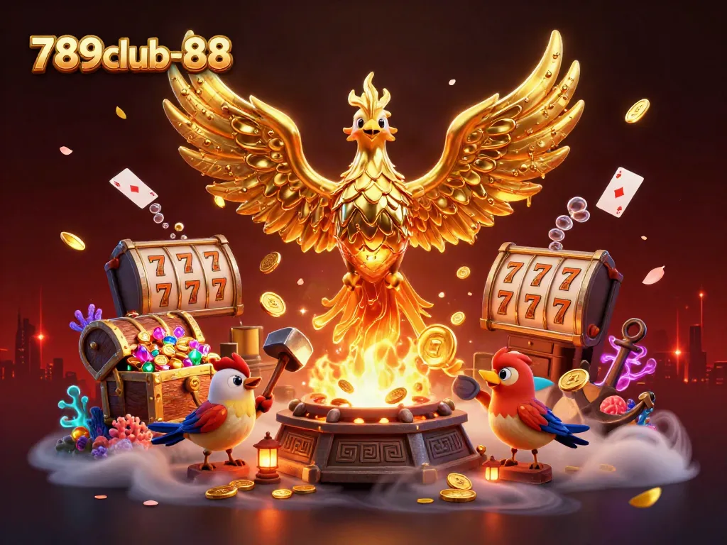 Experience thrilling wins at 789club-88 with a dynamic scene of gold coins and casino action.