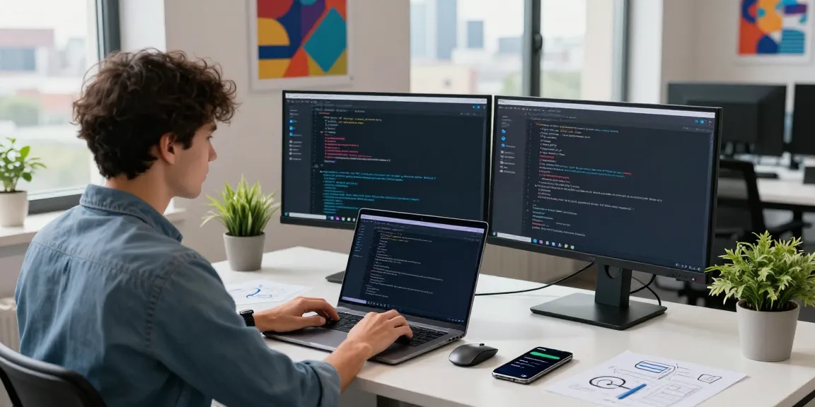 Download Telegram interface on dual monitors in a modern workspace with natural light.