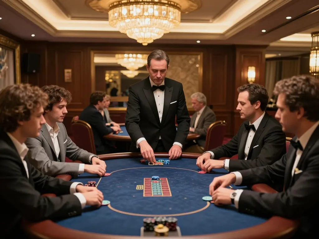 Engaged players strategizing at a cm88 poker table in a luxurious casino.