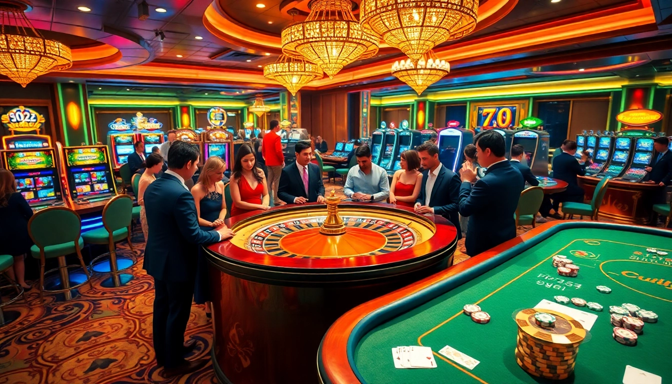 Players engaged in thrilling roulette action at https://nhacaiuytinvl.com/ with luxurious casino ambiance.