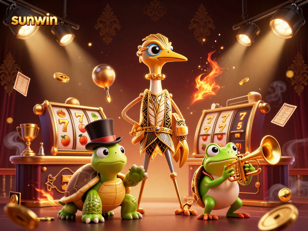Experience excitement at sunwin with vibrant casino characters and dynamic slot game elements.