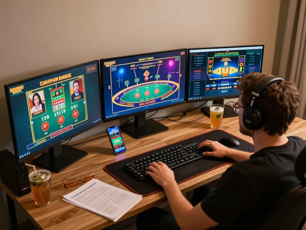 Engaging online casino experience showcasing đăng nhập 789win on multiple devices with strategic gaming notes visible