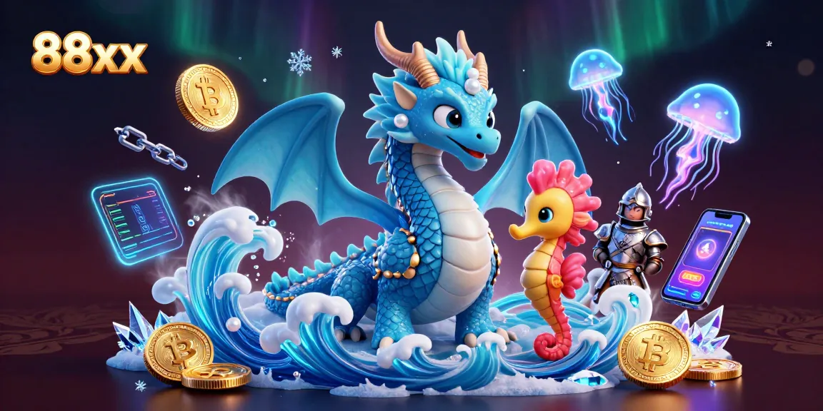 Engage in thrilling gameplay at 88xx with vibrant ocean-themed illustrations featuring mythical creatures and crypto elements.