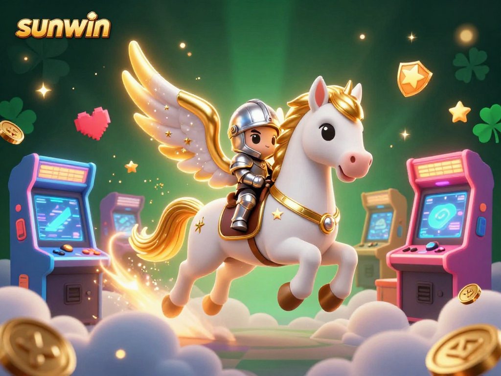 Experience thrilling wins with sunwin as a celestial horse gallops through a vibrant casino adventure.