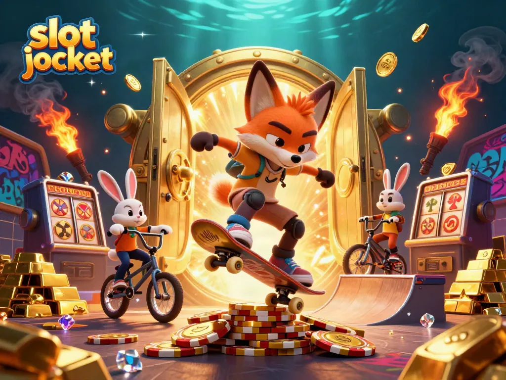 Experience an exciting slot jackpot scene with dynamic characters and rich casino elements