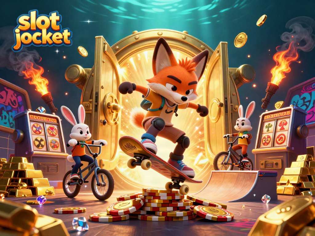 Experience an exciting slot jackpot scene with dynamic characters and rich casino elements