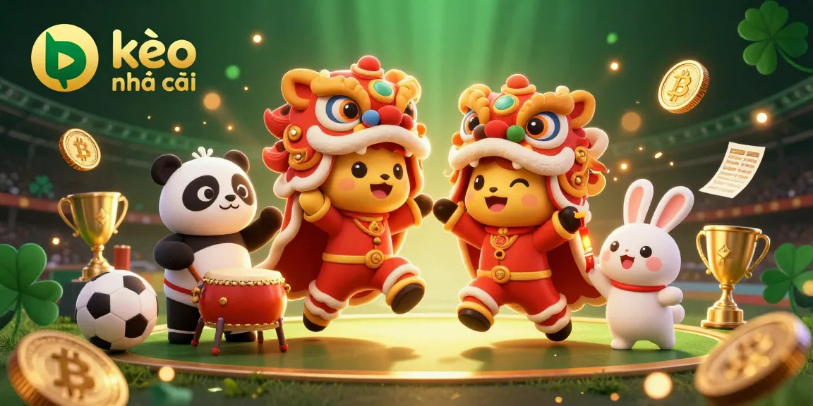 Engage in thrilling kèo nhà cái with a vibrant lion dance scene filled with sports betting excitement.