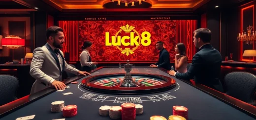 Players enjoying a thrilling game at the Luck8 casino table with vibrant gaming elements.