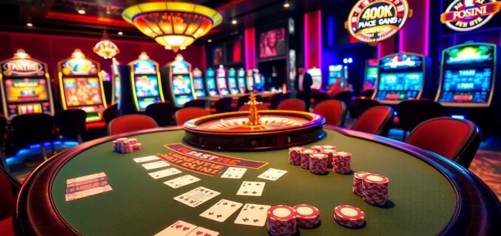 People playing poker and slots at a luxurious casino featuring kp88 link promotions.