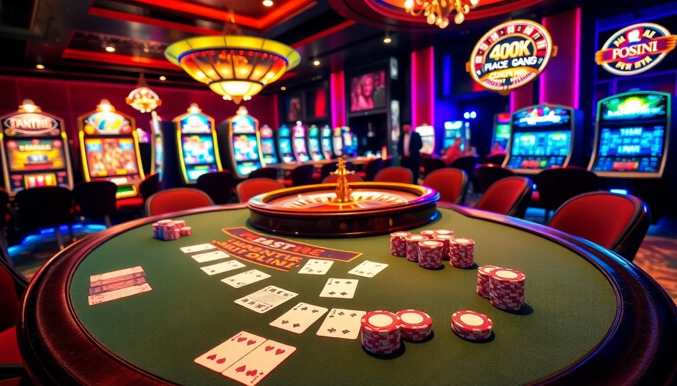 People playing poker and slots at a luxurious casino featuring kp88 link promotions.