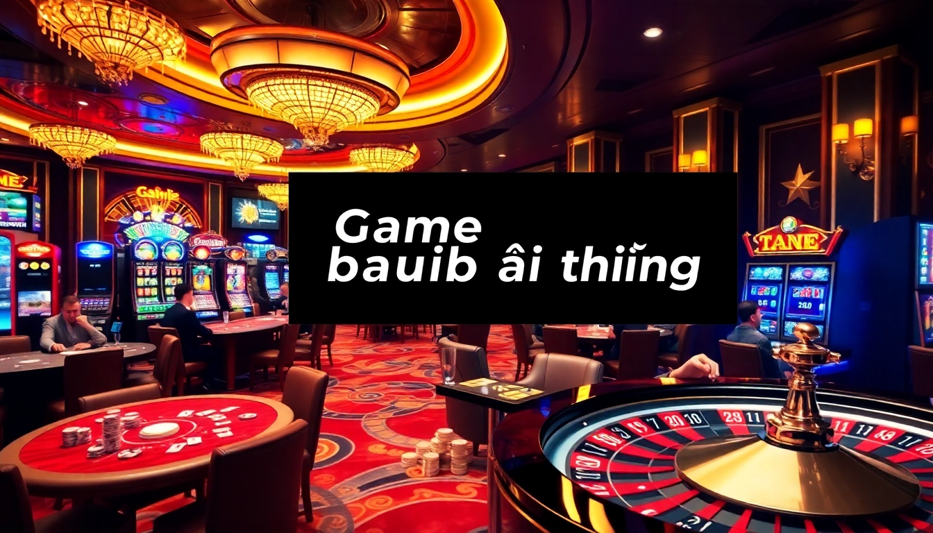 Engaging scene of "Game bài đổi thưởng" at a vibrant casino table with excited players.