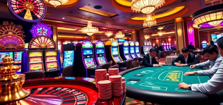 Experience the thrilling ambiance of 8KBET with poker chips and a roulette wheel.