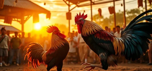 Live cockfighting scene showcasing dagatructiep 1 excitement and energy.
