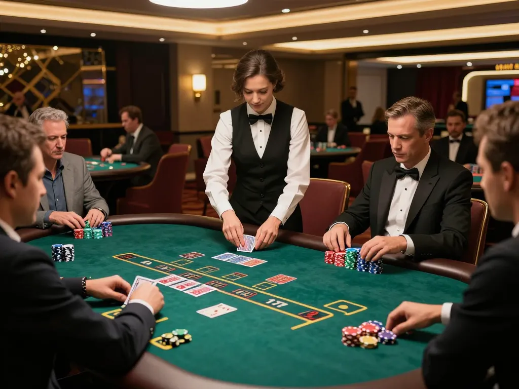 Players place bets at a blackjack table at sc88, showcasing the excitement of high-stakes gaming.