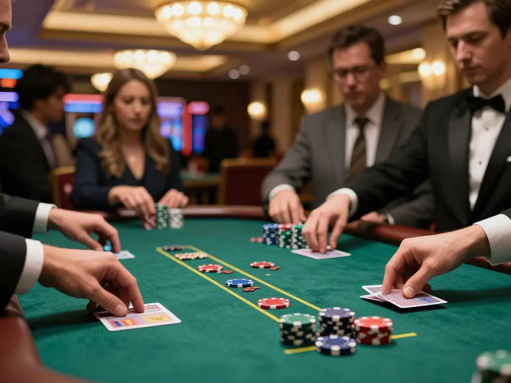 Engaging players at the 11bet bet blackjack table showcasing strategic gameplay and immersive casino atmosphere