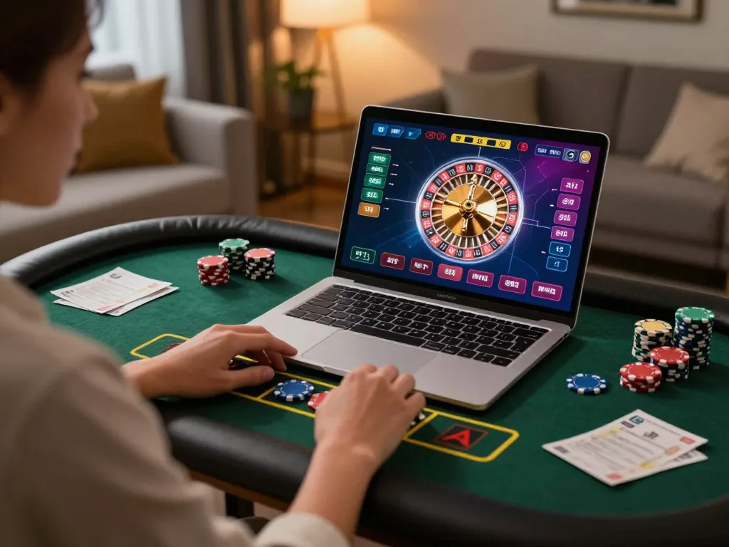 Experience strategic gameplay at five88az with live roulette online from a stylish home desk setup.