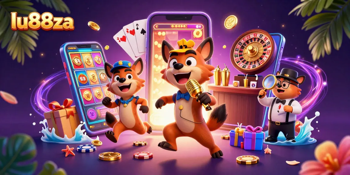 Engage in the vibrant casino experience at lu88za with comedic hyenas, exciting games, and lively atmosphere.